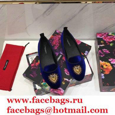 Dolce  &  Gabbana Velvet Devotion Loafers Slippers Blue 2021
